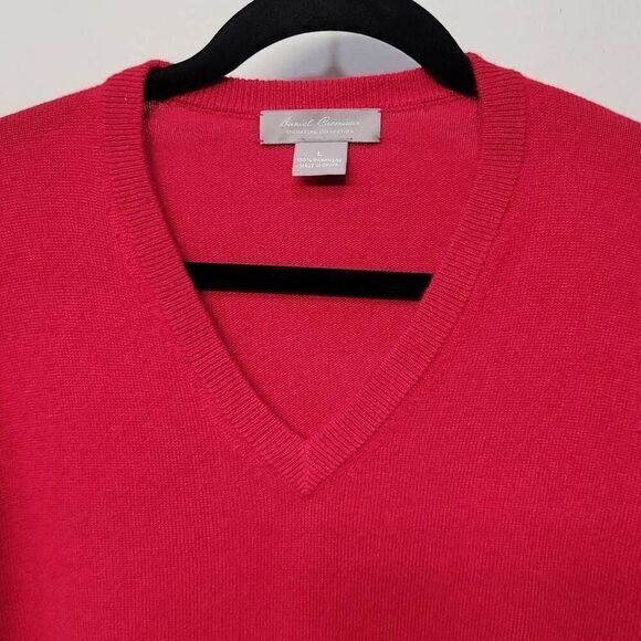 Daniel Cremieux 100% Cashmere Sweater Men Size L Red V Neck Pullover Luxury Warm - Picture 3 of 6